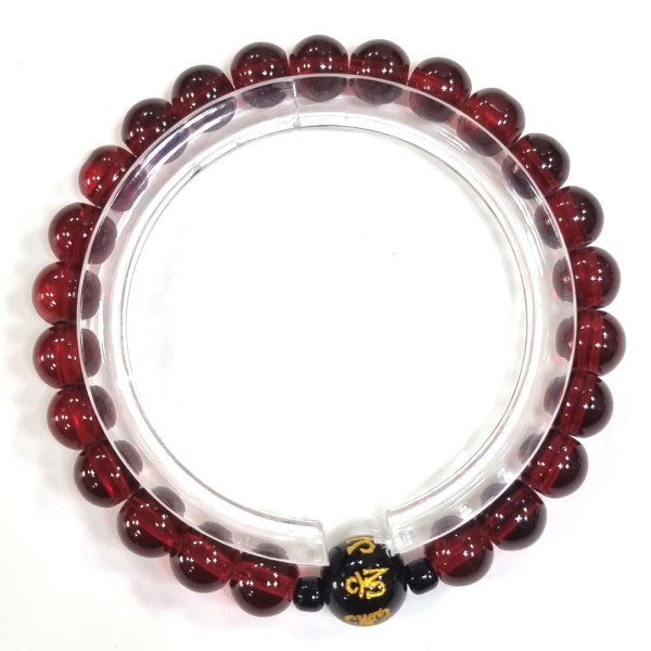 원석 진언합장주 _투명한 와인레드색